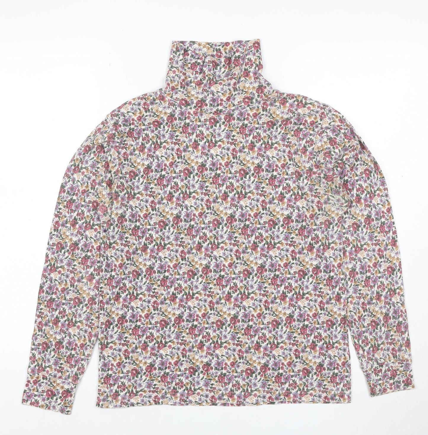 Spirit of the Andes Women's Multicoloured Floral Roll Neck Long Sleeve Top L