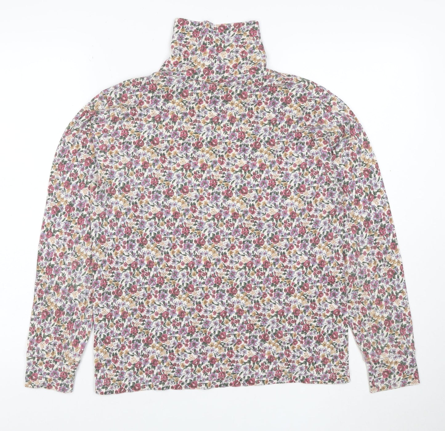 Spirit of the Andes Women's Multicoloured Floral Roll Neck Long Sleeve Top L