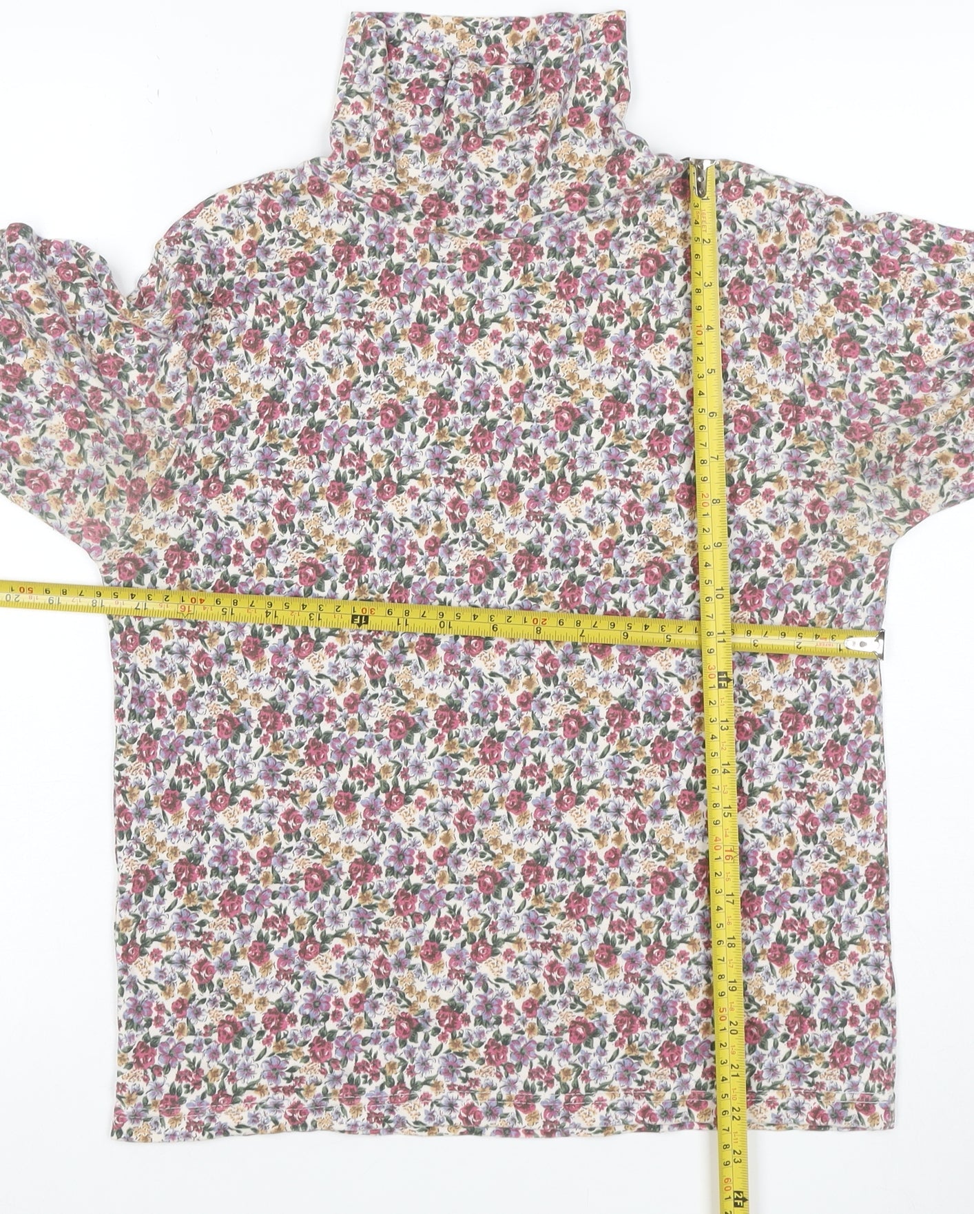Spirit of the Andes Women's Multicoloured Floral Roll Neck Long Sleeve Top L