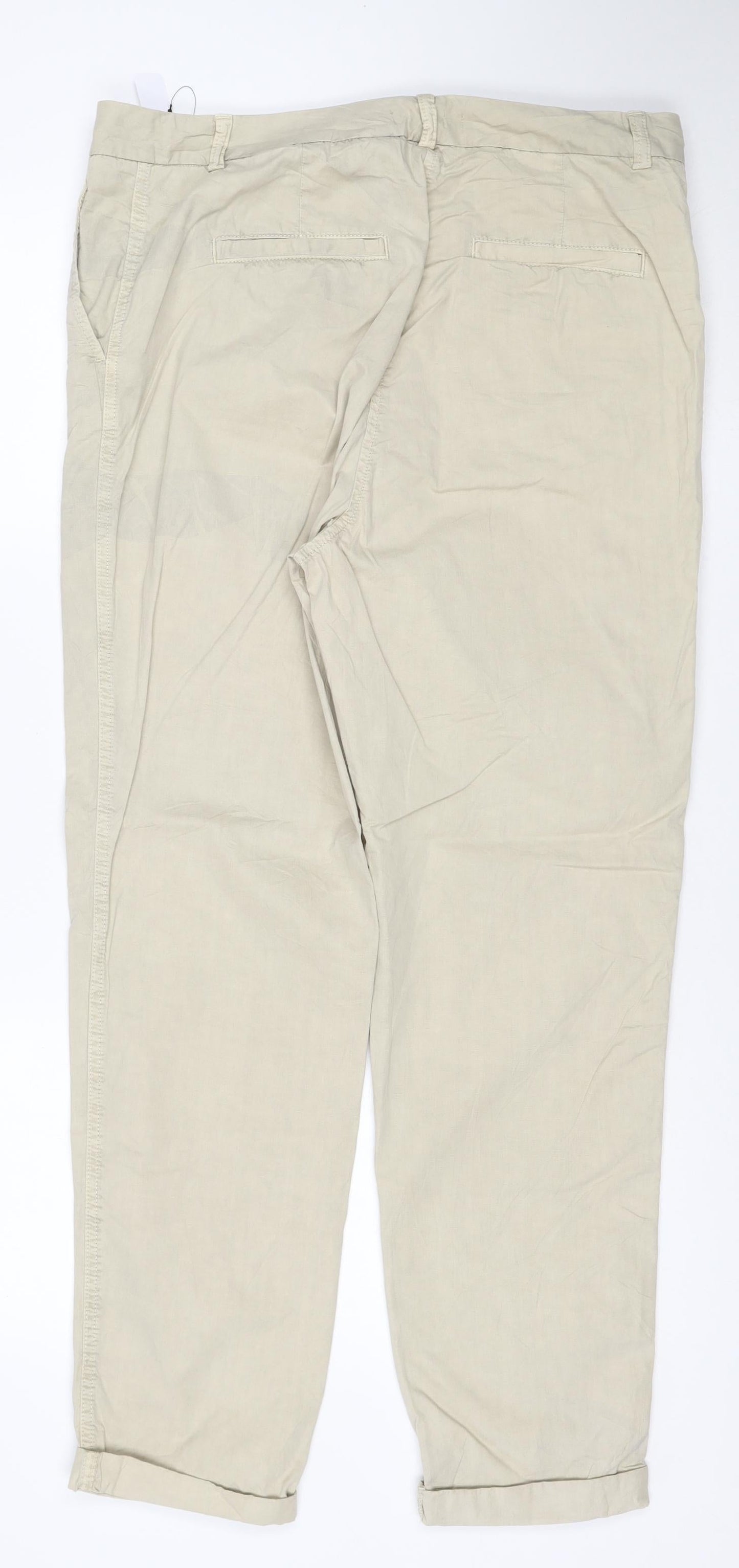 Marks and Spencer Men Beige Regular Fit Chino Trousers Size 14
