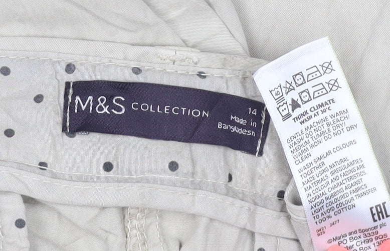 Marks and Spencer Men Beige Regular Fit Chino Trousers Size 14