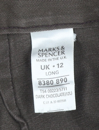 Marks and Spencer Women’s Brown Size 12 Long Straight Trousers