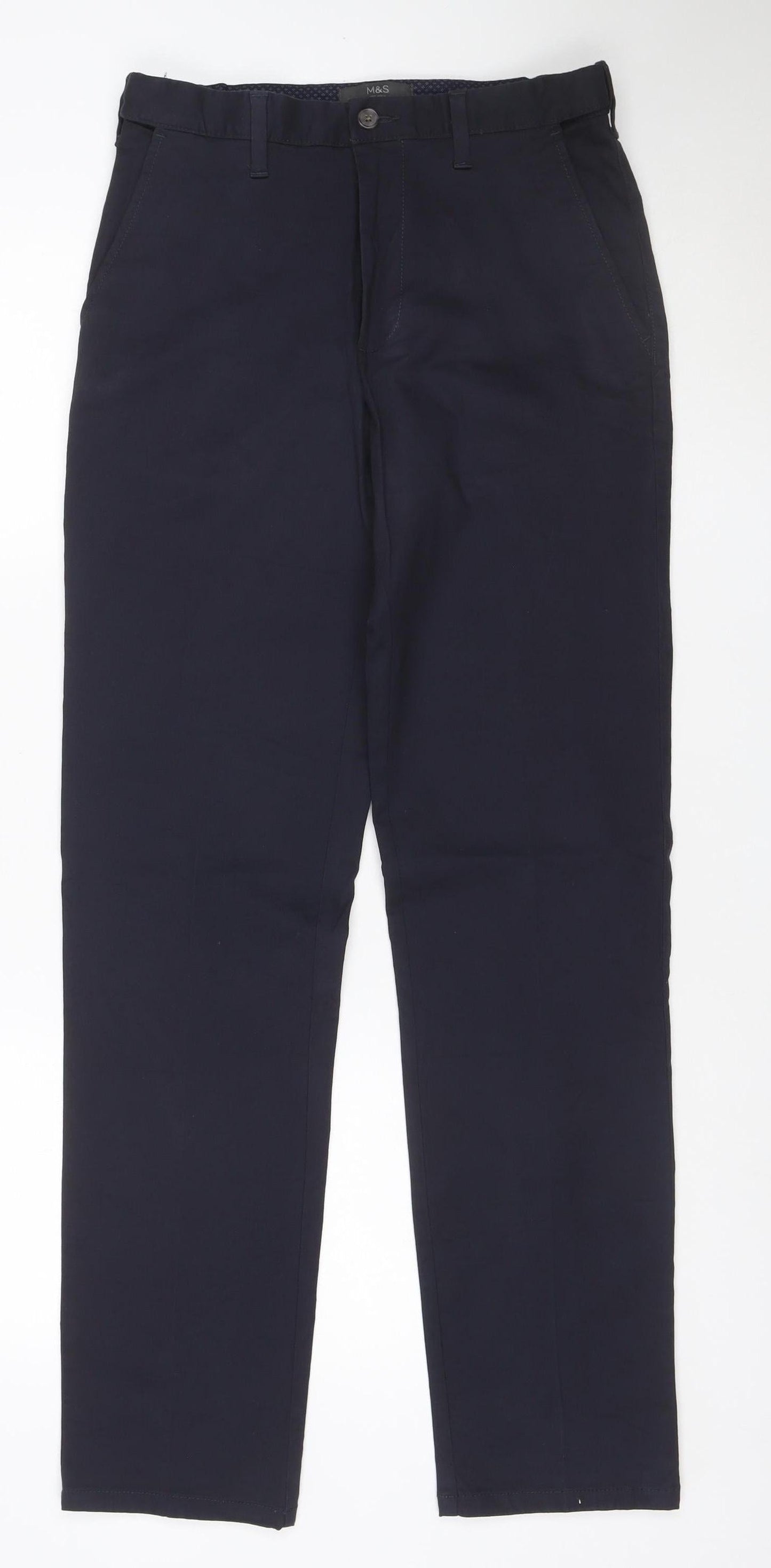 Marks and Spencer Men's Blue Regular Fit Chino Trousers 30x33