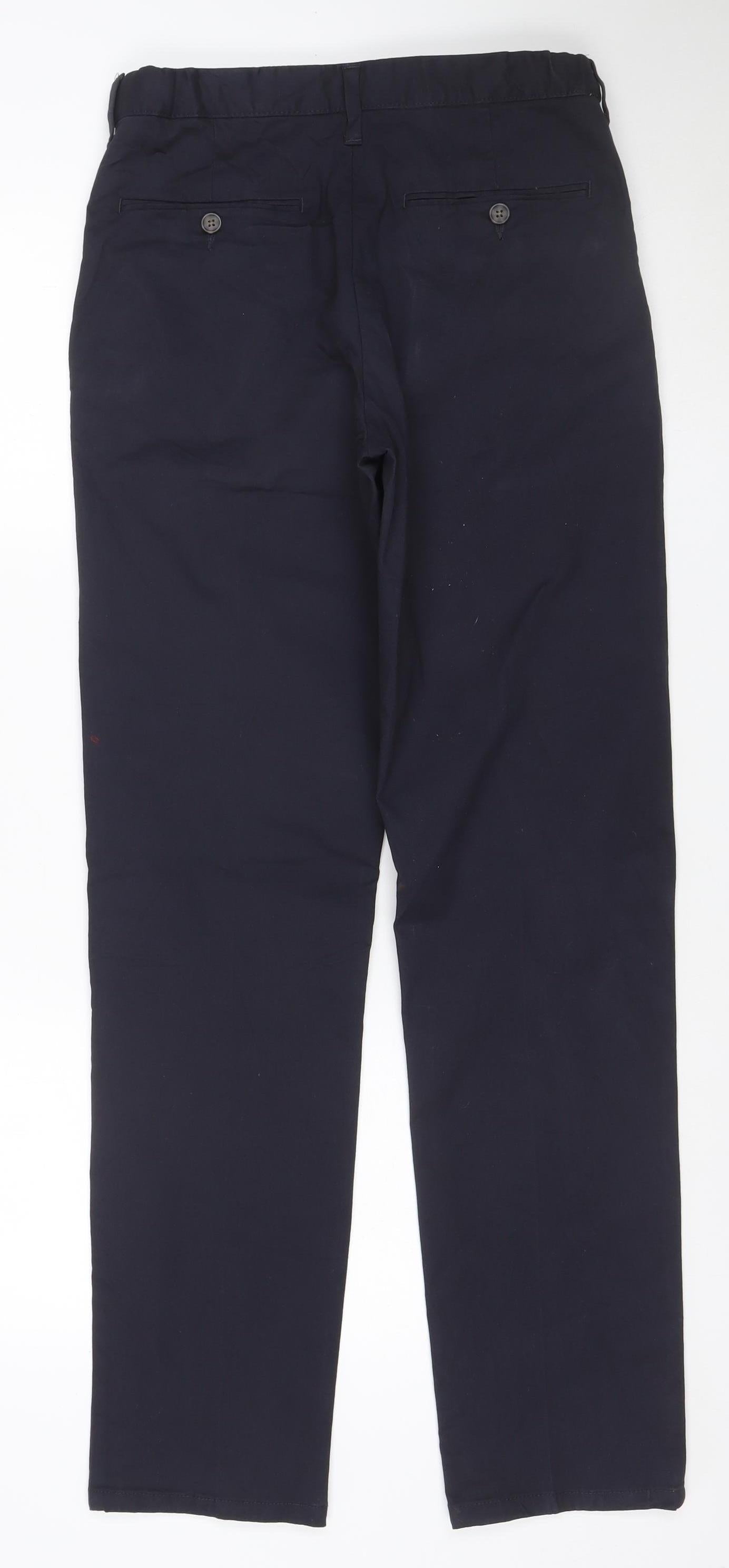 Marks and Spencer Men's Blue Regular Fit Chino Trousers 30x33