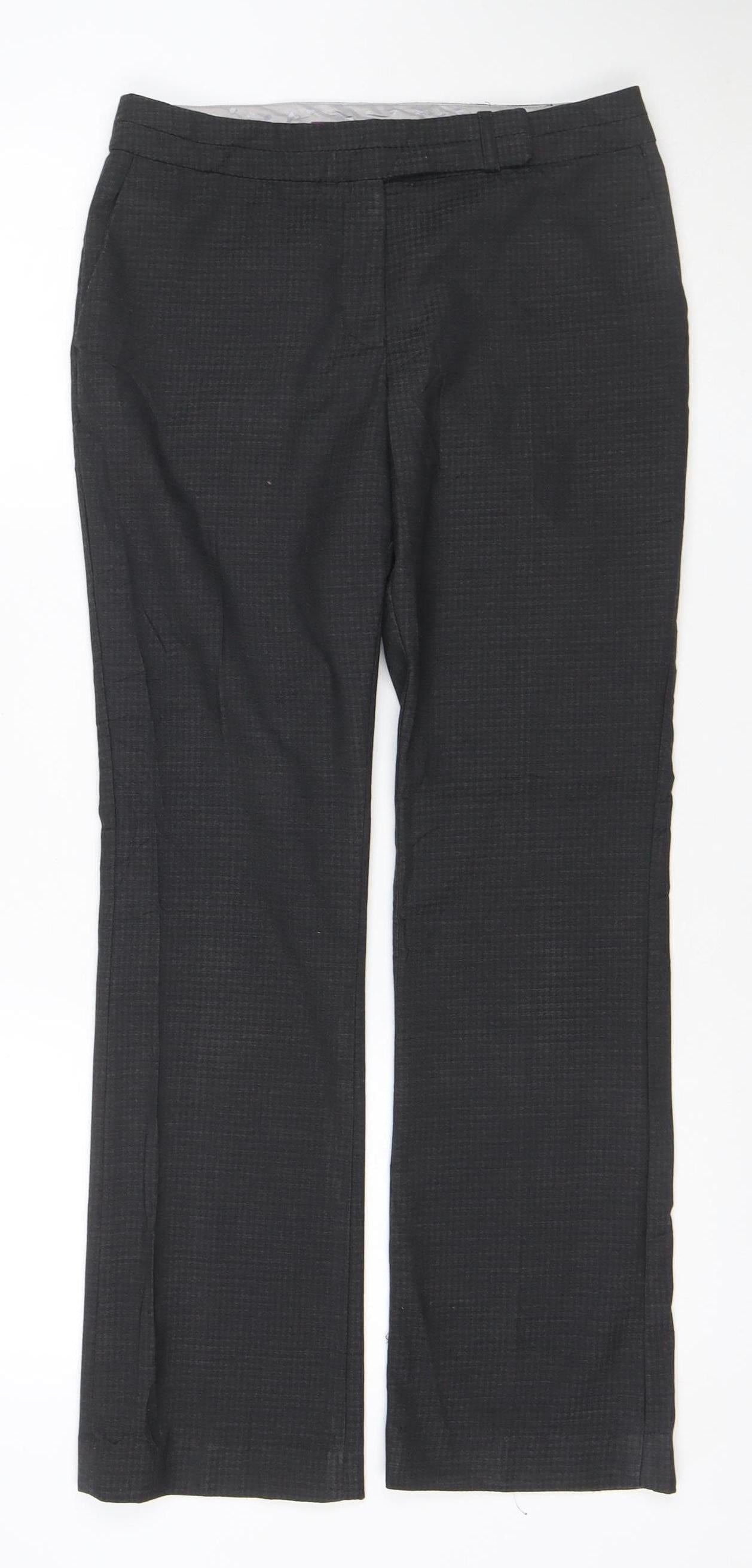 Next Men's Black Check Regular Fit Dress Trousers Size 8