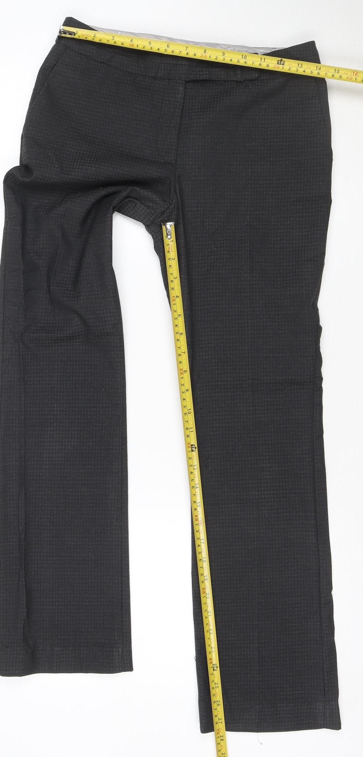 Next Men's Black Check Regular Fit Dress Trousers Size 8