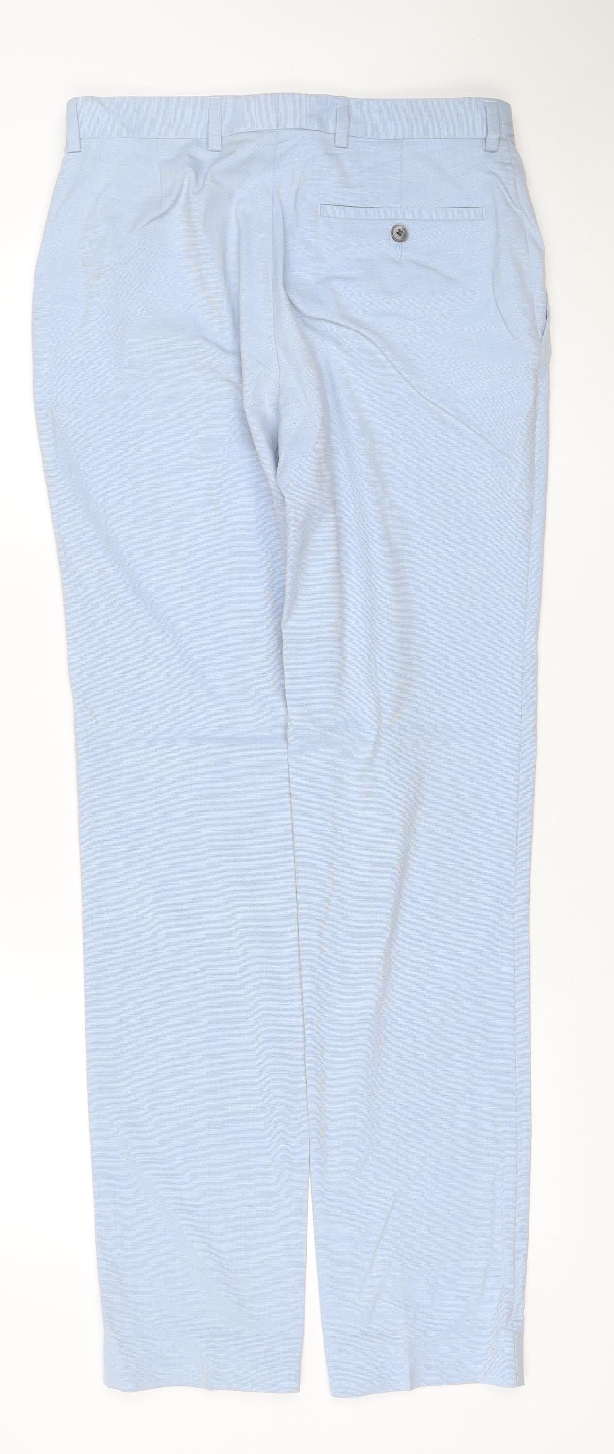 Marks and Spencer Men's Blue Slim Fit Chino Trousers 30W 33L