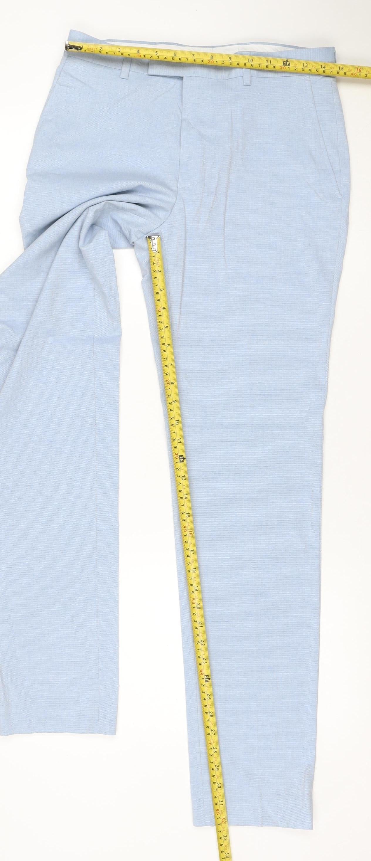 Marks and Spencer Men's Blue Slim Fit Chino Trousers 30W 33L