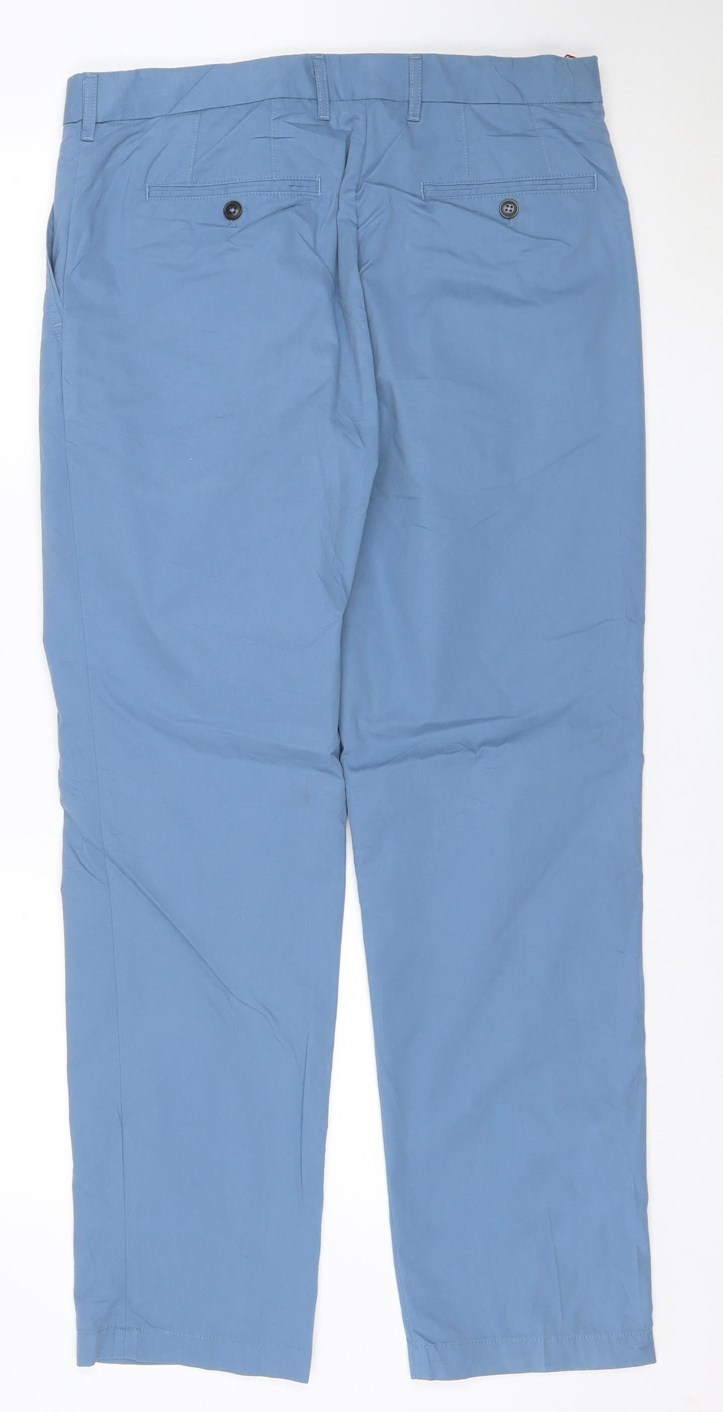 Marks and Spencer Blue Harbour Mens Blue Chino Trousers 34x31 Regular Fit