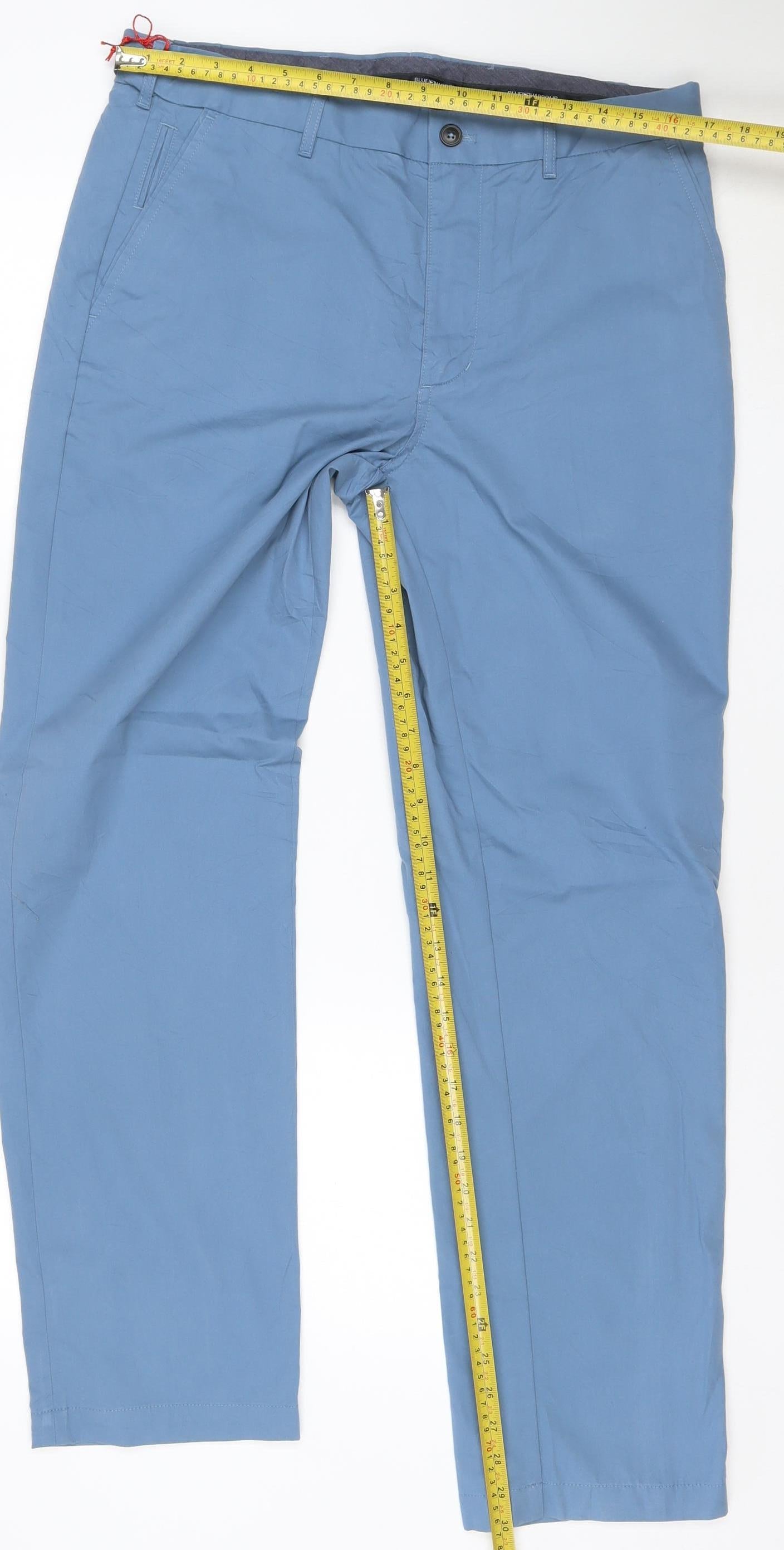 Marks and Spencer Blue Harbour Mens Blue Chino Trousers 34x31 Regular Fit