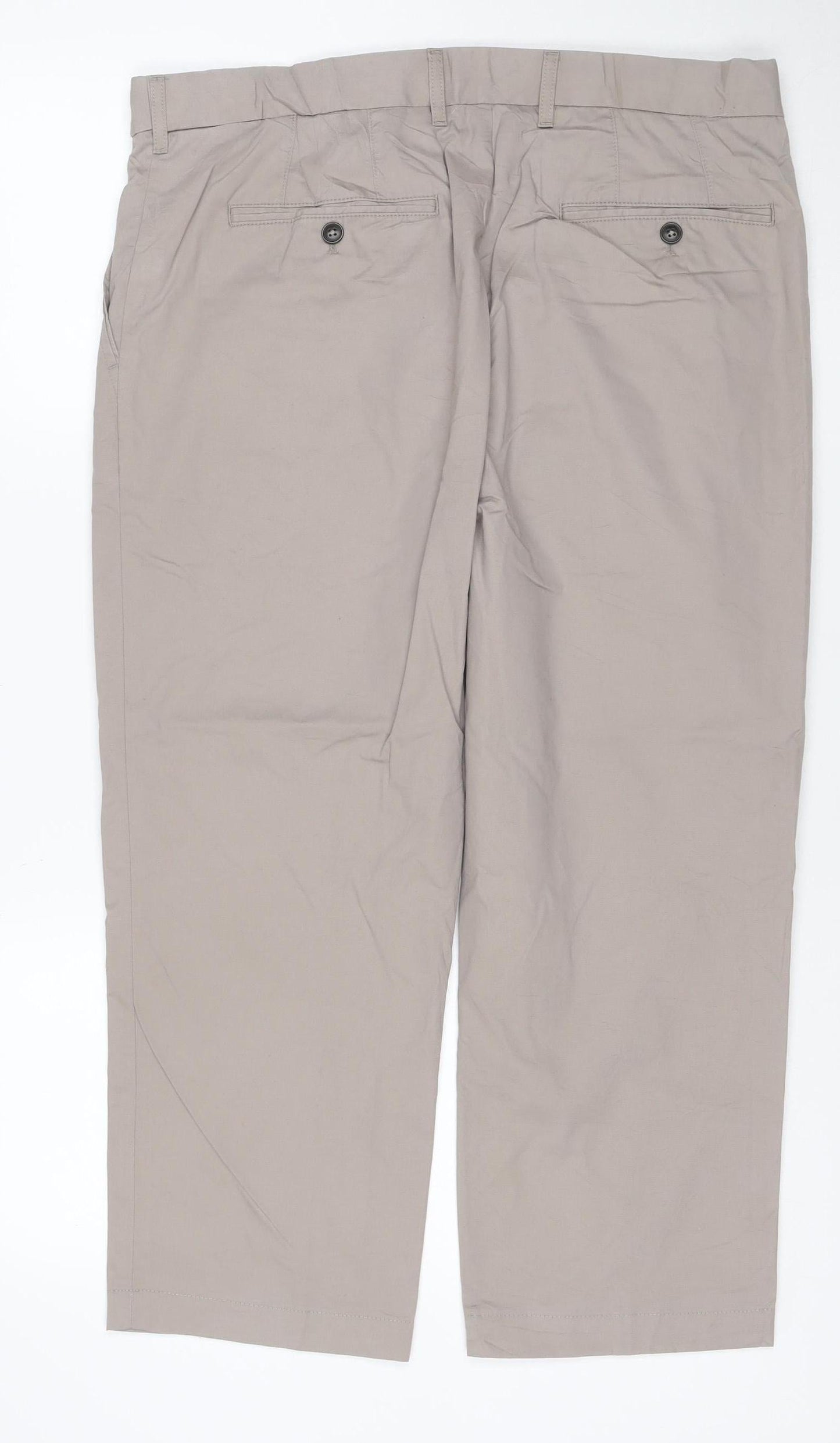 Marks and Spencer Blue Harbour Men's Beige Regular Fit Chino Trousers 36x29