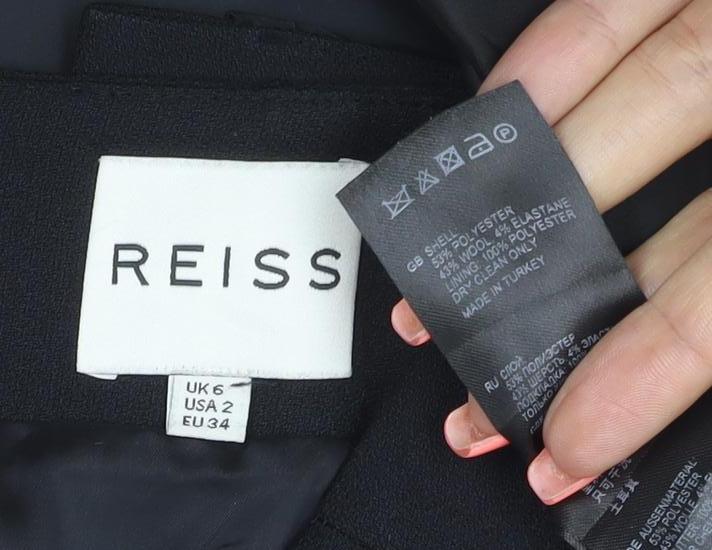 Reiss Womens Black Size 10 Pencil Skirt Lined Stretch High Rise