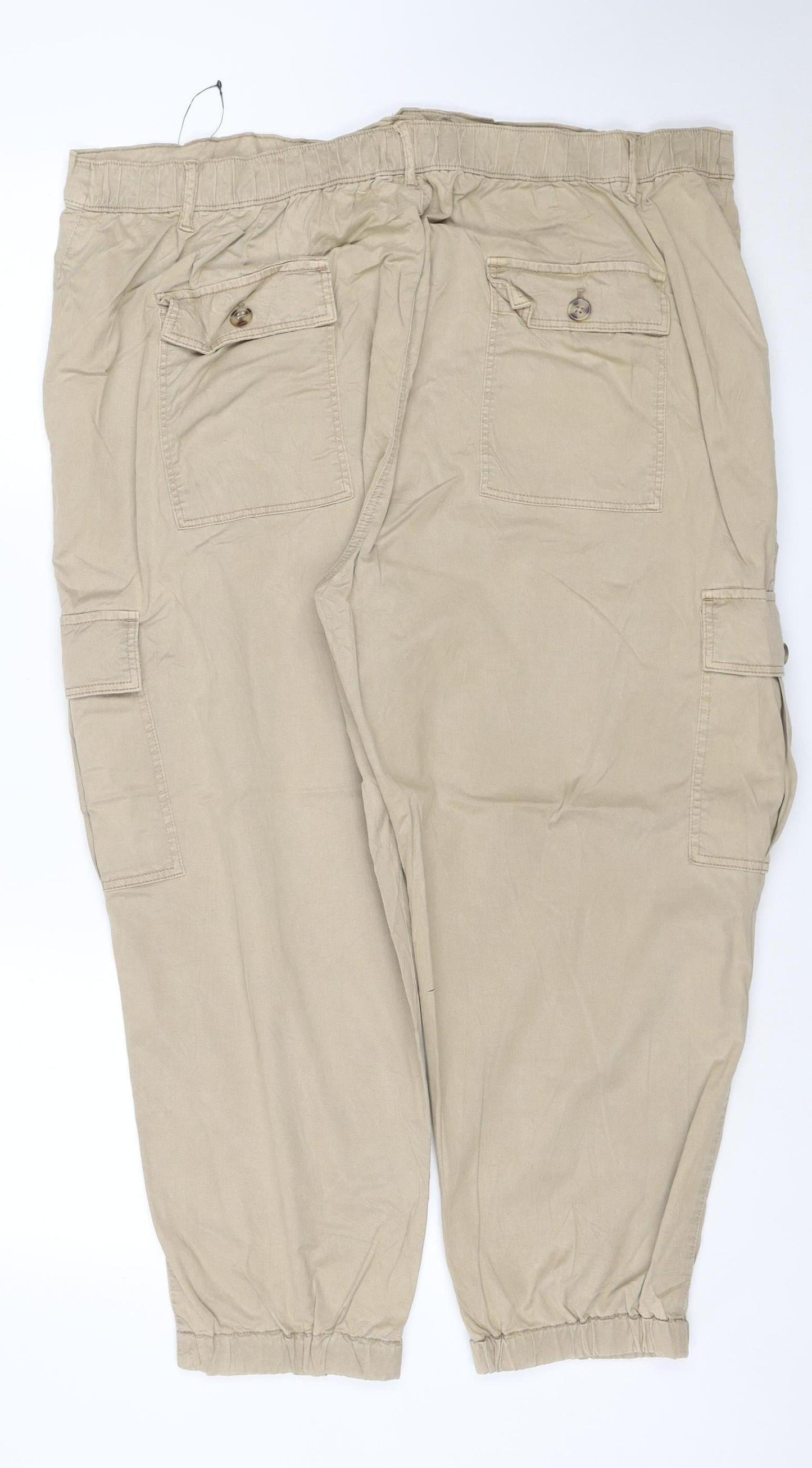 Marks and Spencer Womens Beige Cargo Trousers Size 22 Lyocell Blend