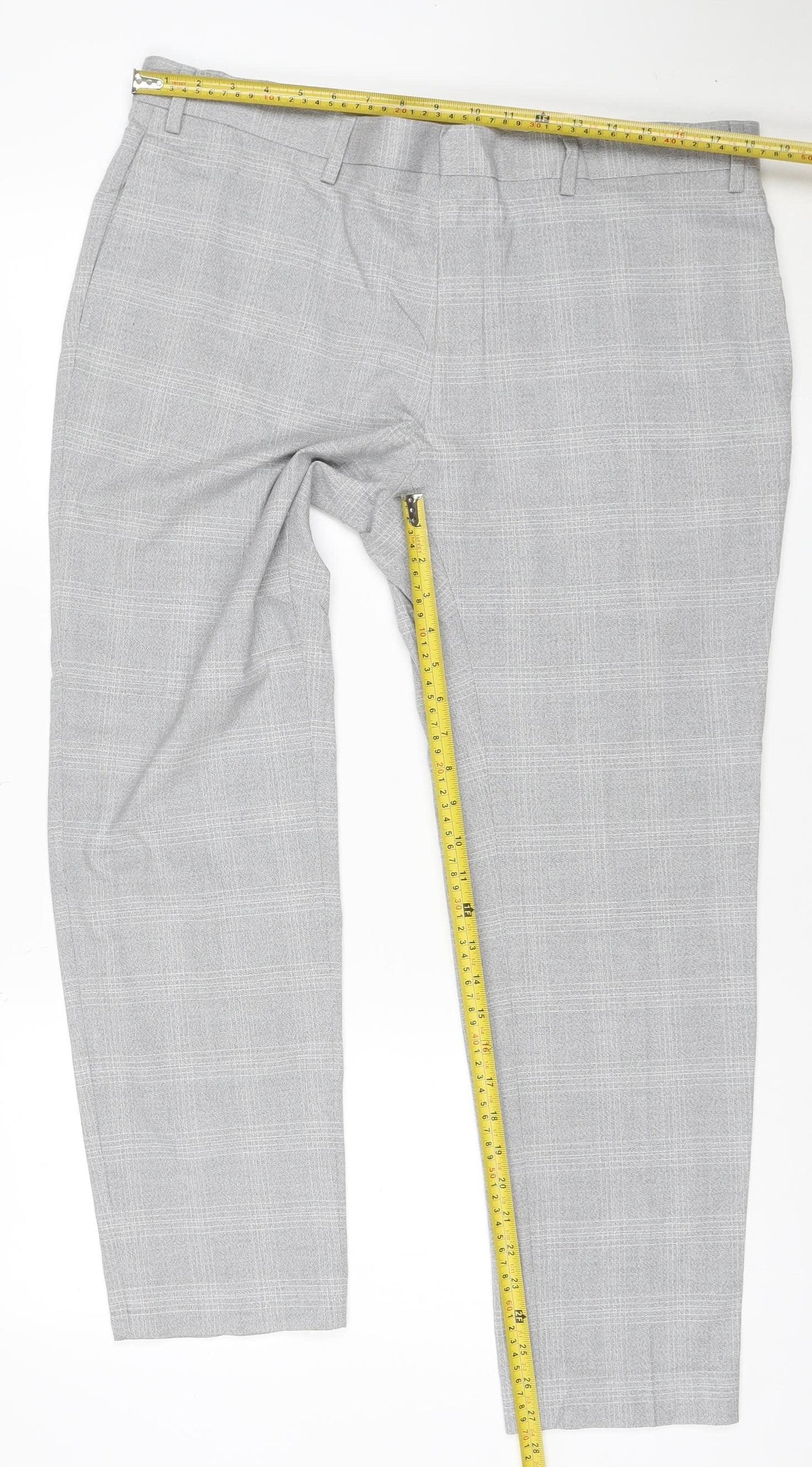 Marks and Spencer Men's Grey Check Skinny Dress Trousers 38S