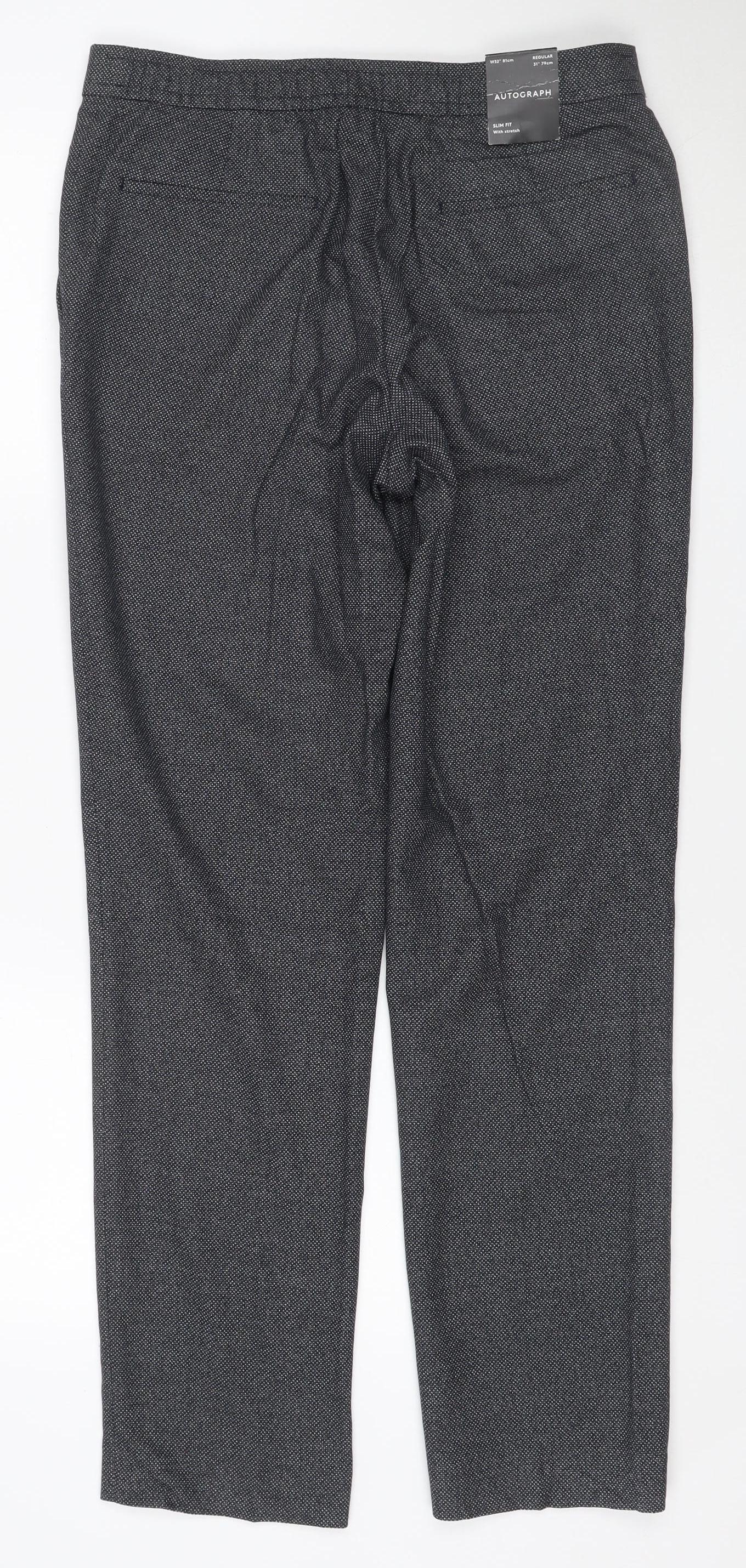 Marks and Spencer Autograph Mens Grey Slim Fit Trousers 32R