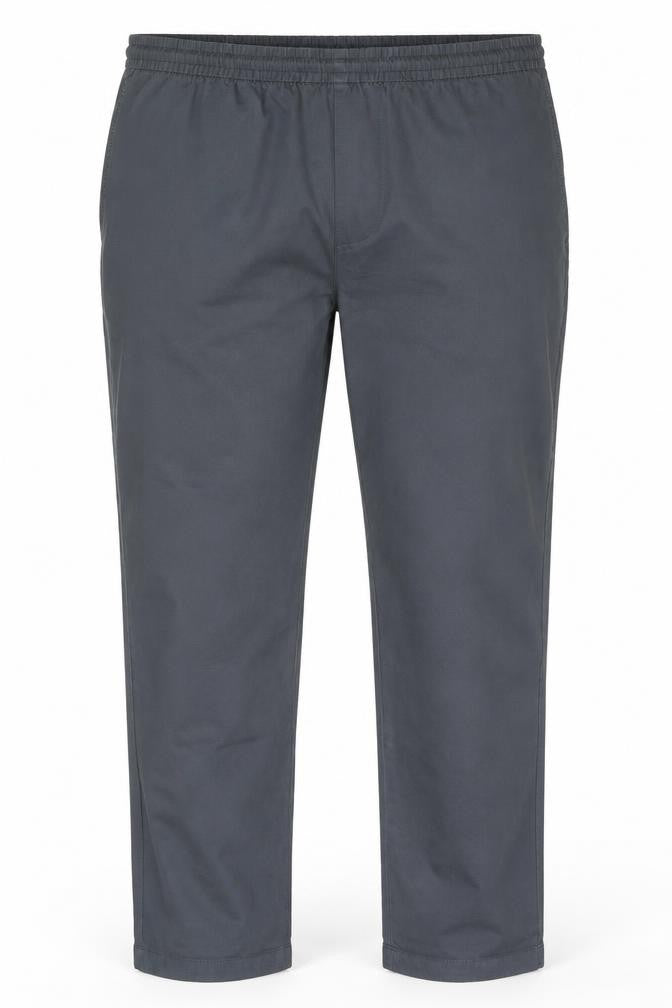 Marks & Spencer Men's Grey Cotton Straight Trousers 40/33 Elastic Waist