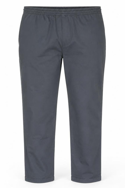 Marks & Spencer Men's Grey Cotton Straight Trousers 40/33 Elastic Waist