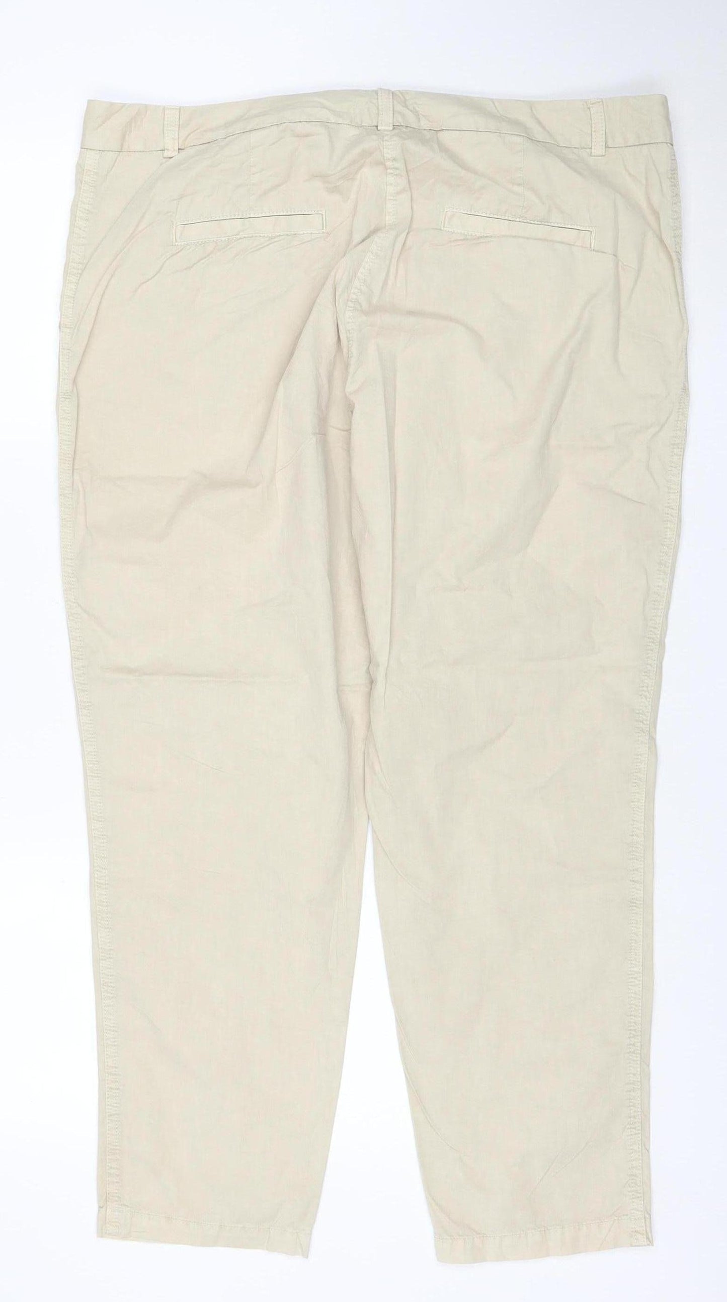 Marks and Spencer Womens Beige Chino Trousers Size 18 Cotton