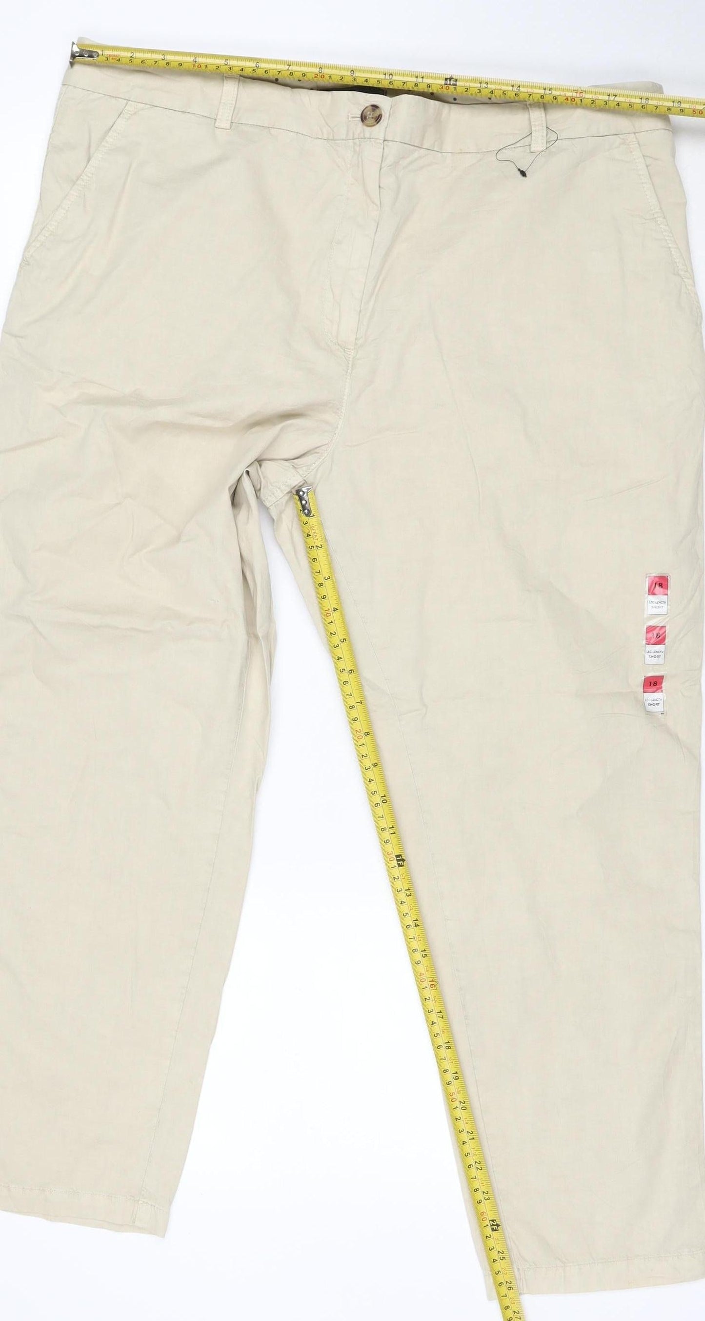 Marks and Spencer Womens Beige Chino Trousers Size 18 Cotton