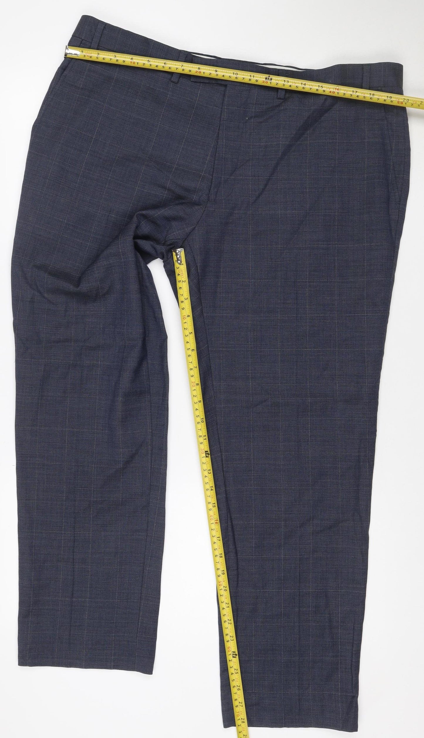 Marks and Spencer Men's Blue Wool Blend Tailored Dress Pants 40/29