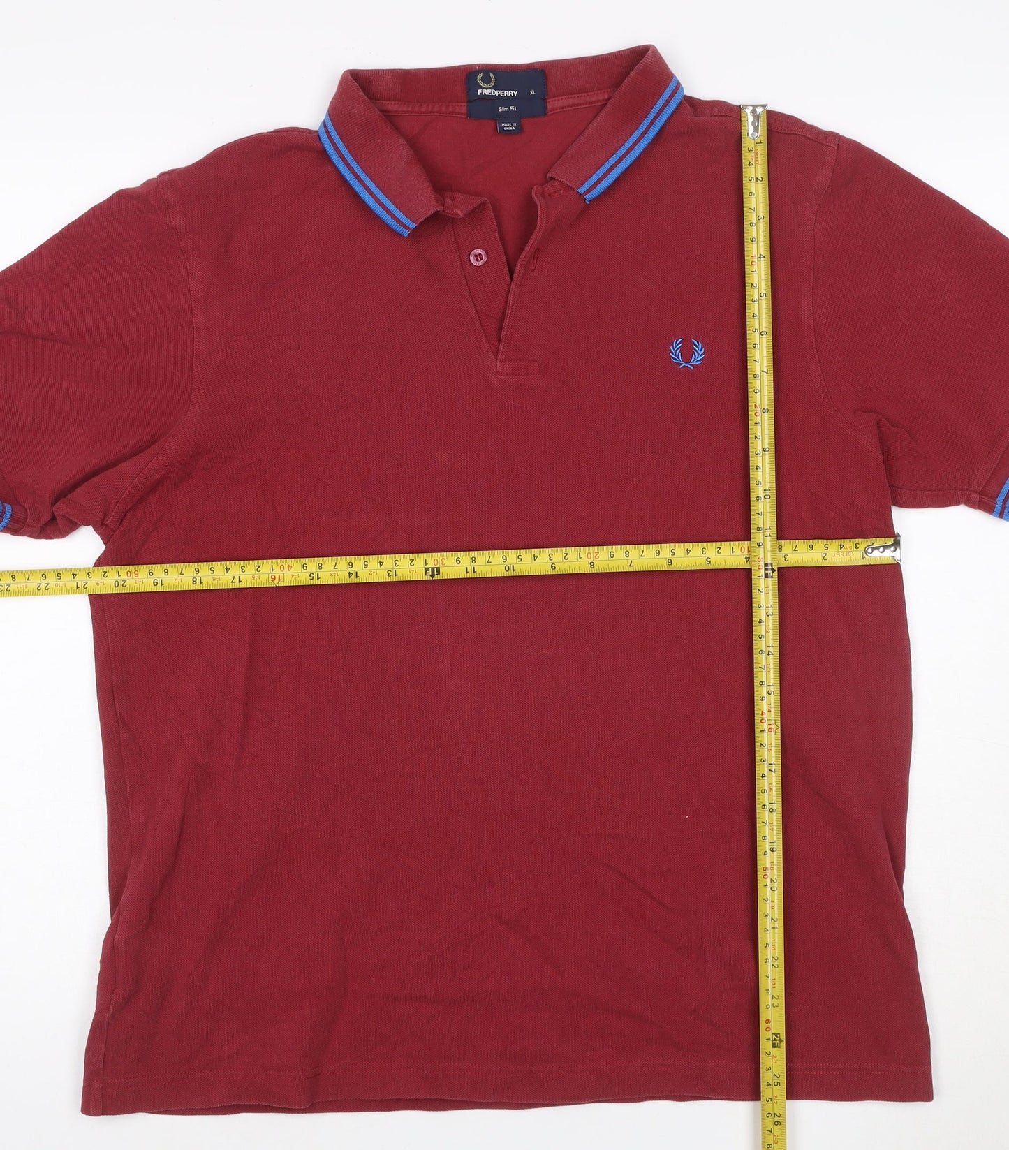 Fred Perry Men's Red Slim Fit Polo Shirt XL Cotton Casual