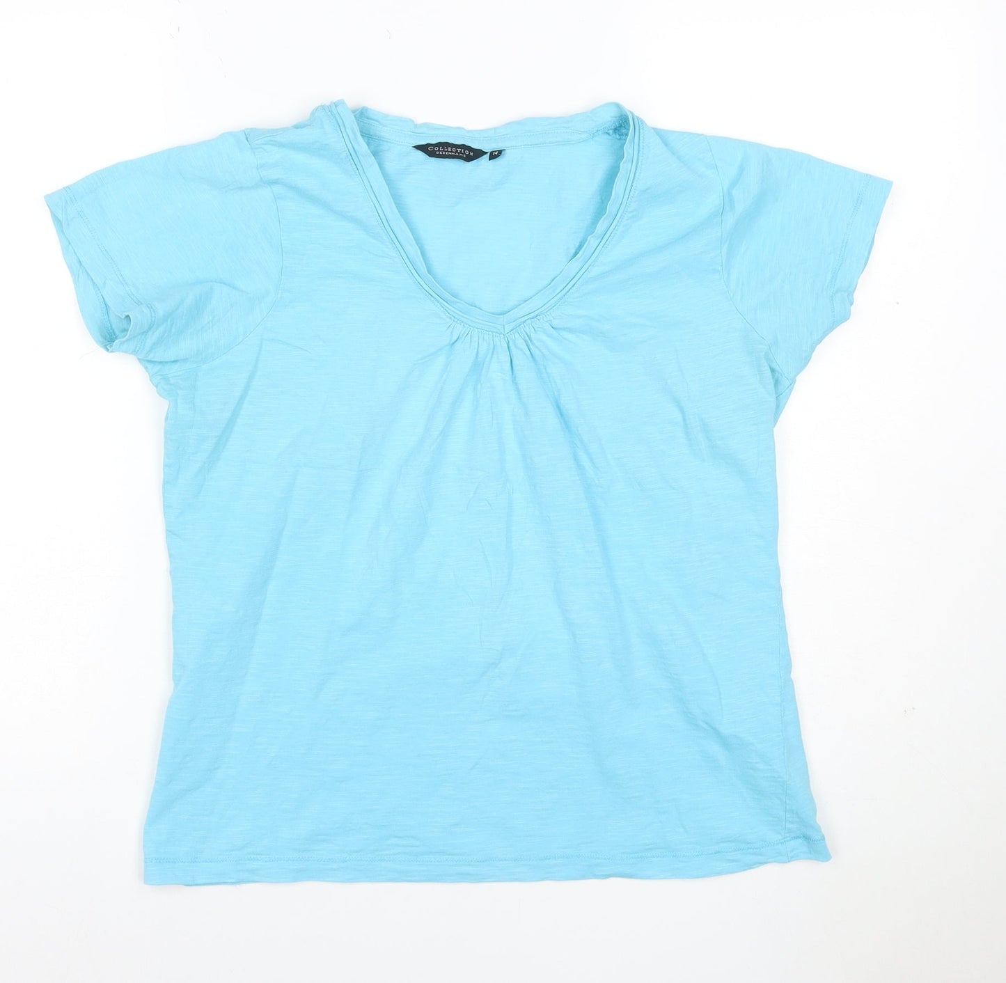 Debenhams Women's Blue Size 14 Cotton Short Sleeve V-Neck T-Shirt