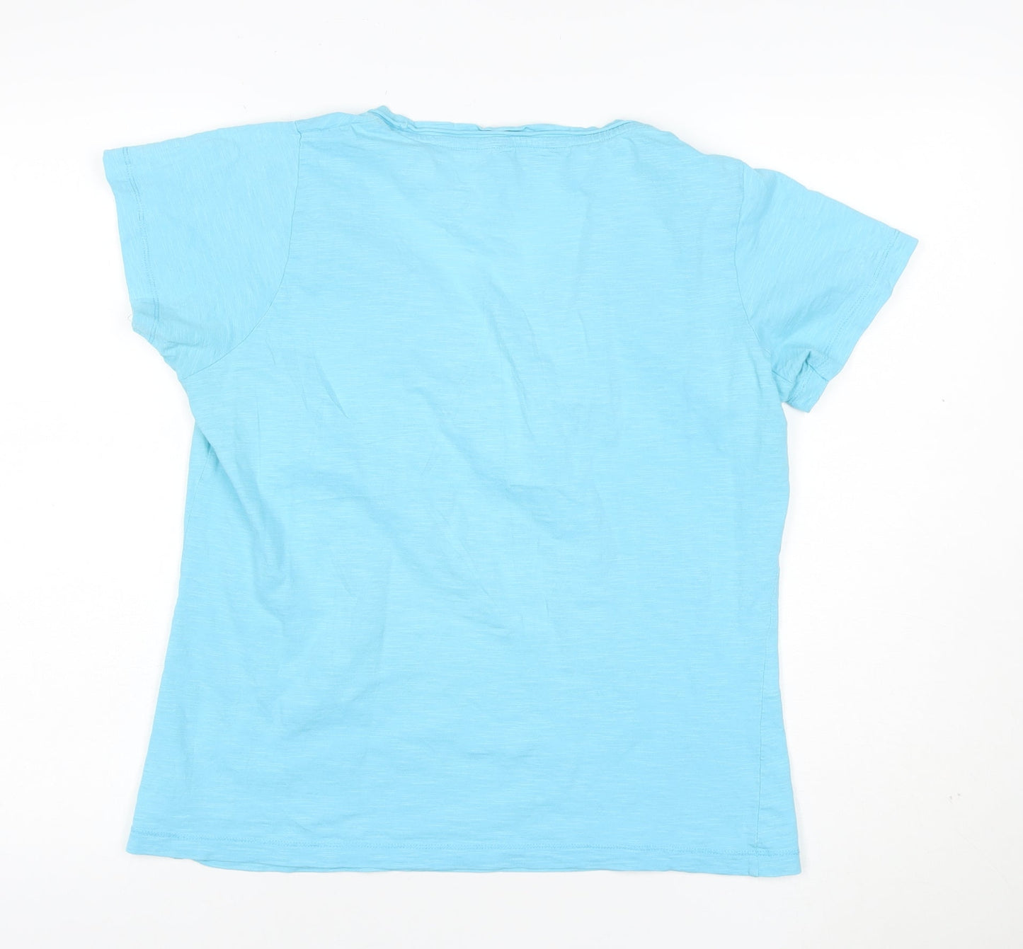 Debenhams Women's Blue Size 14 Cotton Short Sleeve V-Neck T-Shirt