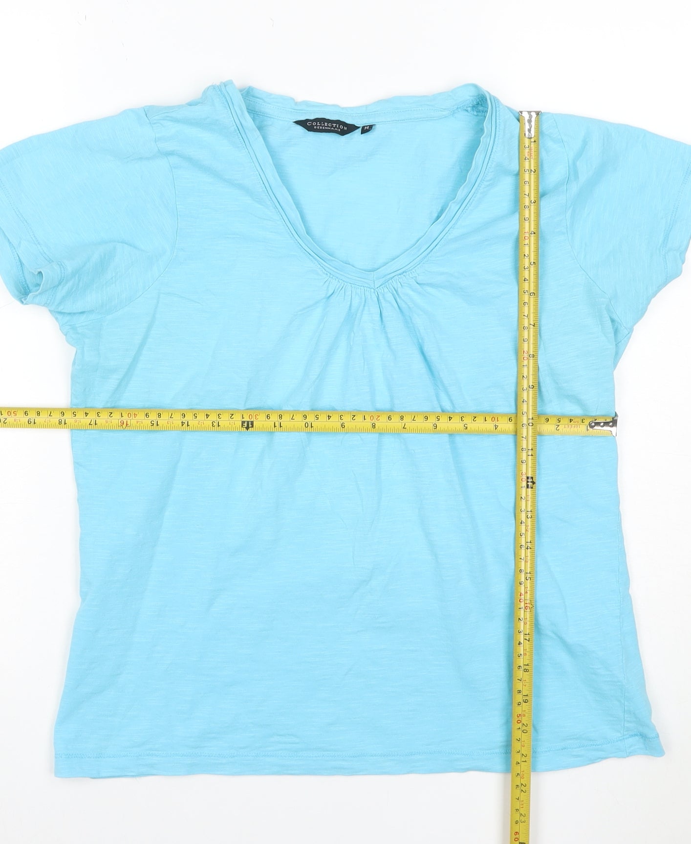 Debenhams Women's Blue Size 14 Cotton Short Sleeve V-Neck T-Shirt