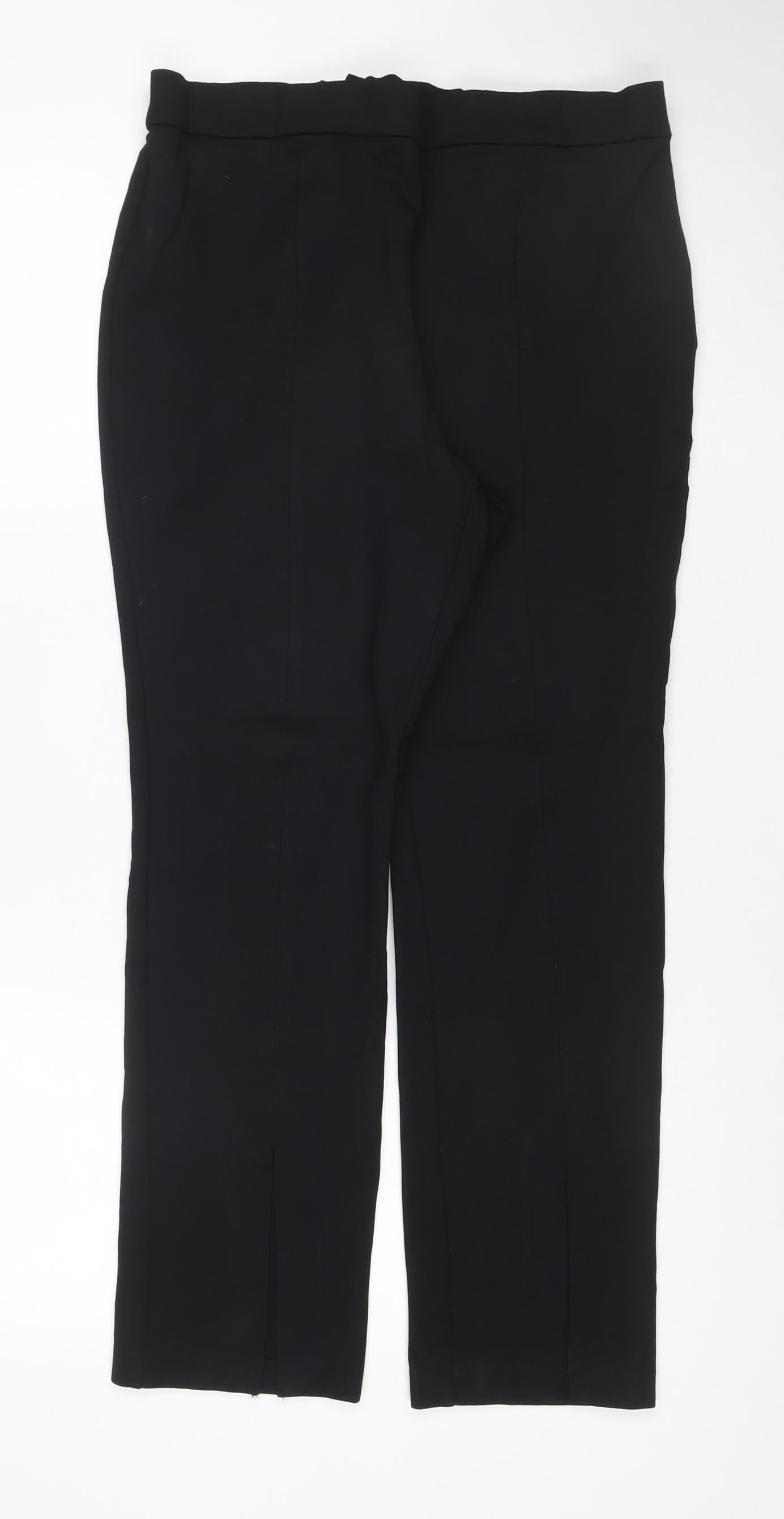 Marks and Spencer Women Black Size 12 Short Straight Leg Trousers