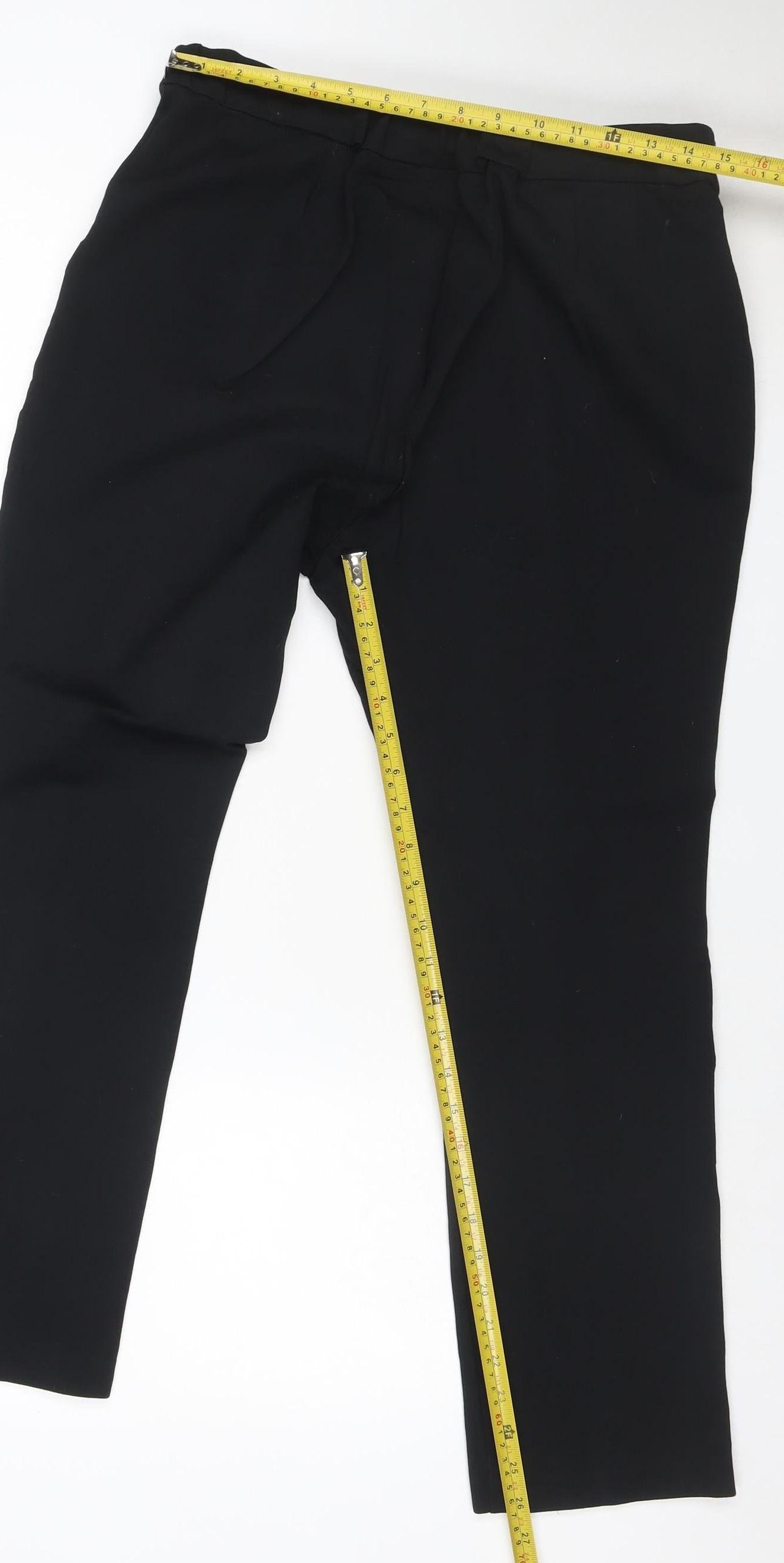 Marks and Spencer Women Black Size 12 Short Straight Leg Trousers