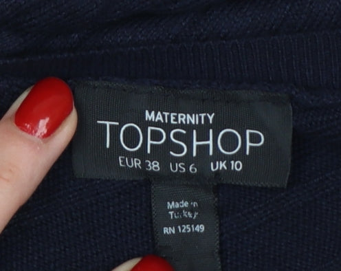 Topshop Maternity Black Ribbed Knit Long Sleeve Bodycon Midi Dress UK 10