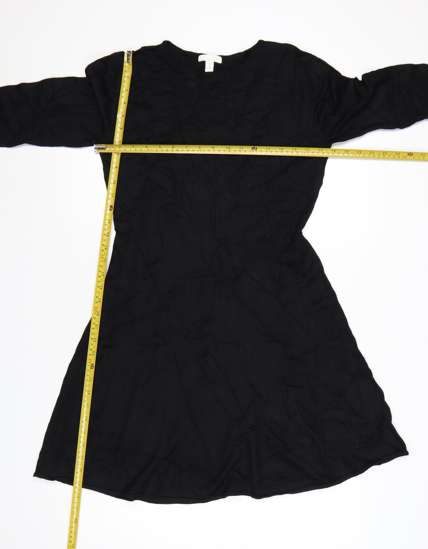 H&M Women Black A-Line Knee Length Dress Size 12 Viscose Blend