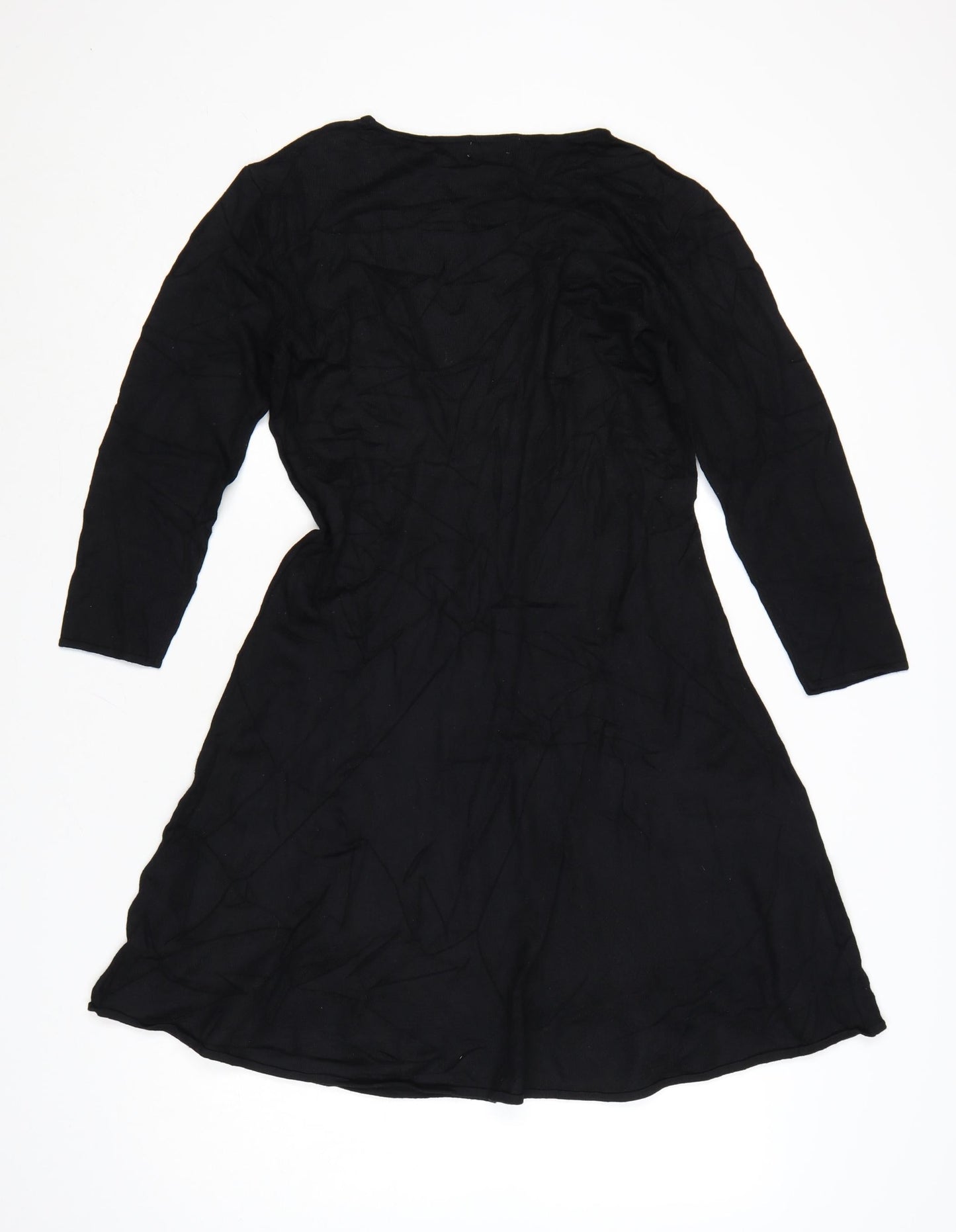 H&M Women Black A-Line Knee Length Dress Size 12 Viscose Blend
