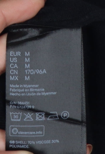 H&M Women Black A-Line Knee Length Dress Size 12 Viscose Blend
