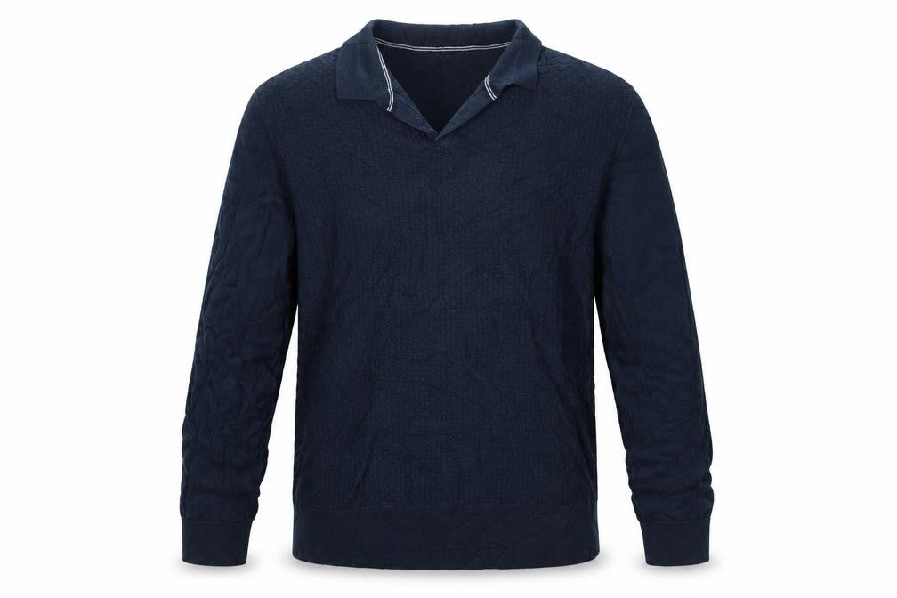 Marks & Spencer Men's Blue Collared Cotton Jumper Size L