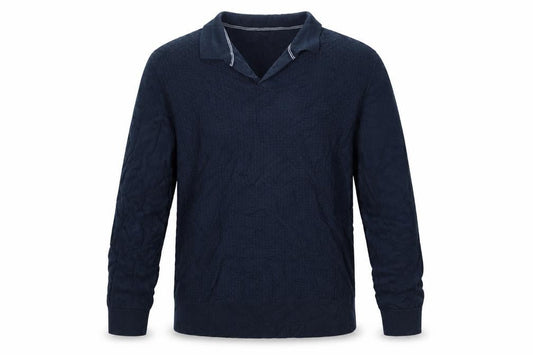 Marks & Spencer Men's Blue Collared Cotton Jumper Size L