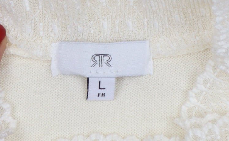 RR Women Ivory Wool Blend High Neck Pullover Jumper Size L