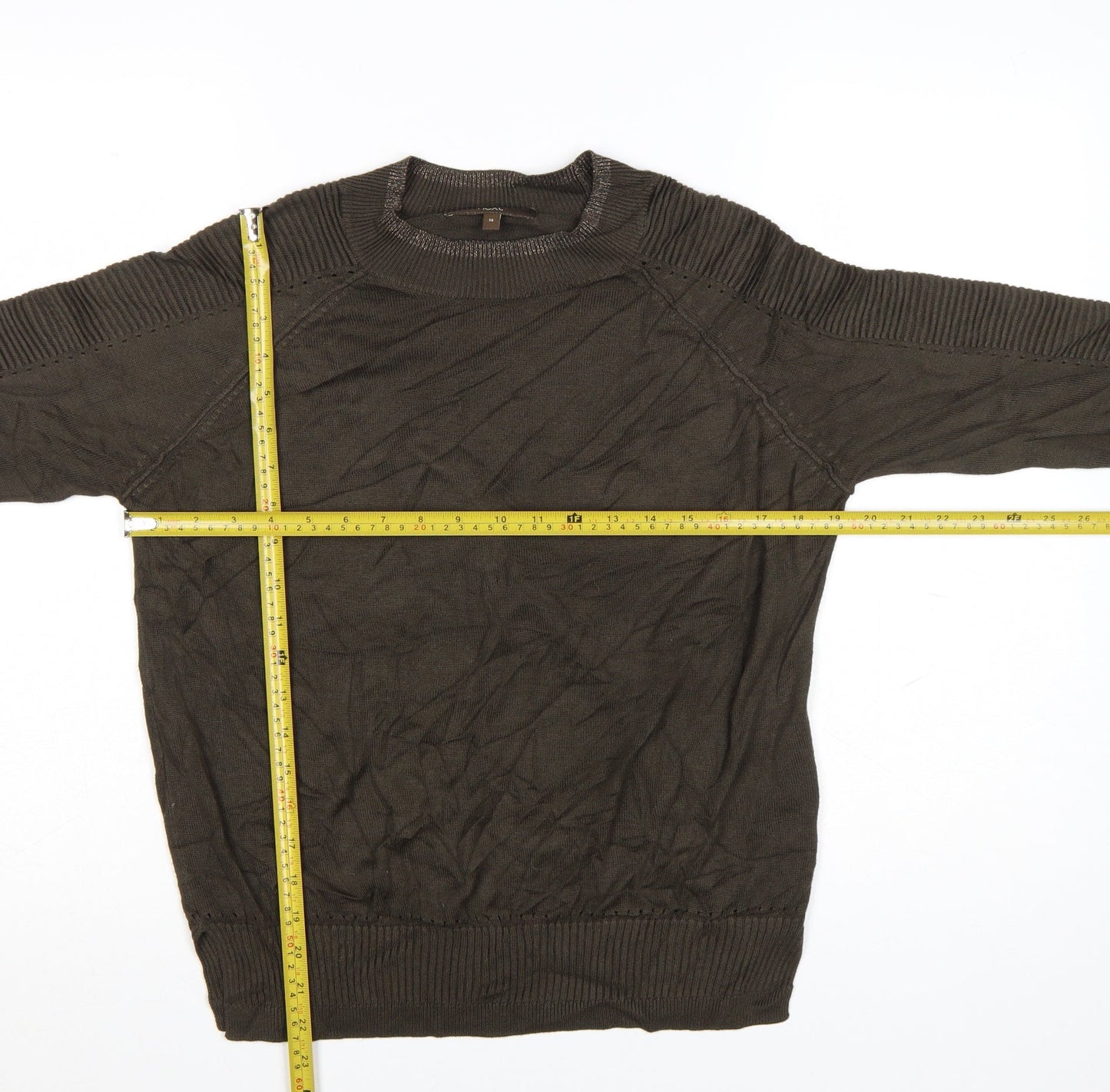 Next Women Brown Crew Neck Long Sleeve Knit Jumper Size 14
