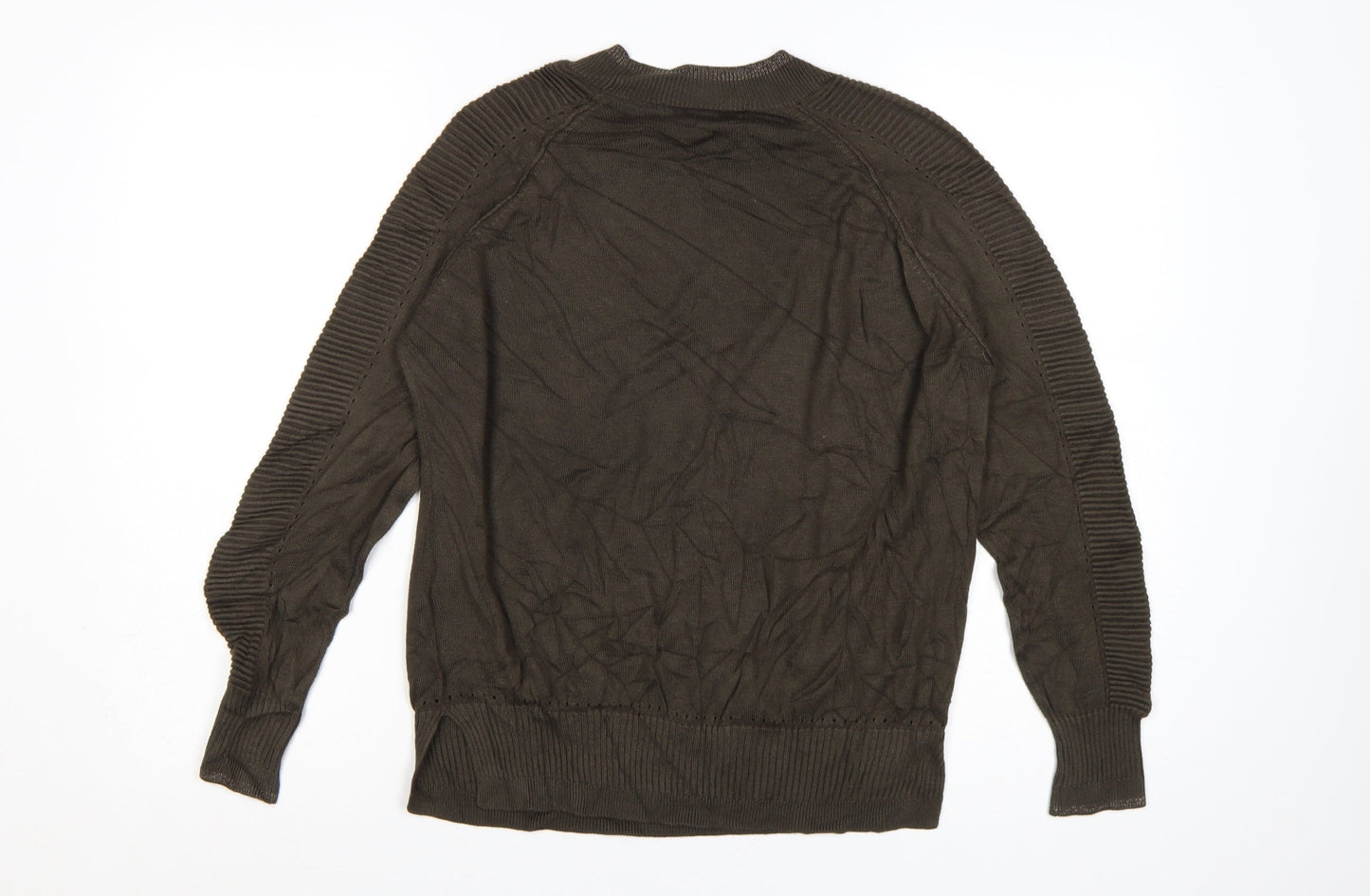 Next Women Brown Crew Neck Long Sleeve Knit Jumper Size 14