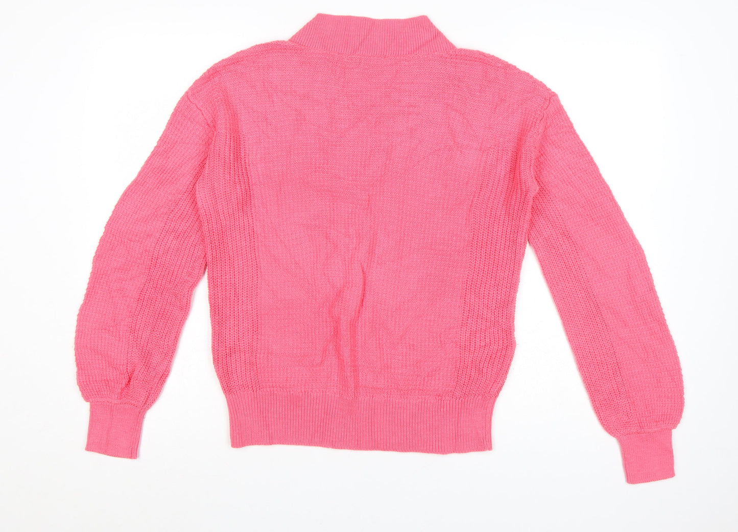 Next Women’s Pink Cotton V-Neck Long Sleeve Pullover Jumper XS