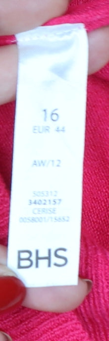 BHS Women’s Pink Roll Neck Long Sleeve Pullover Jumper Size 16