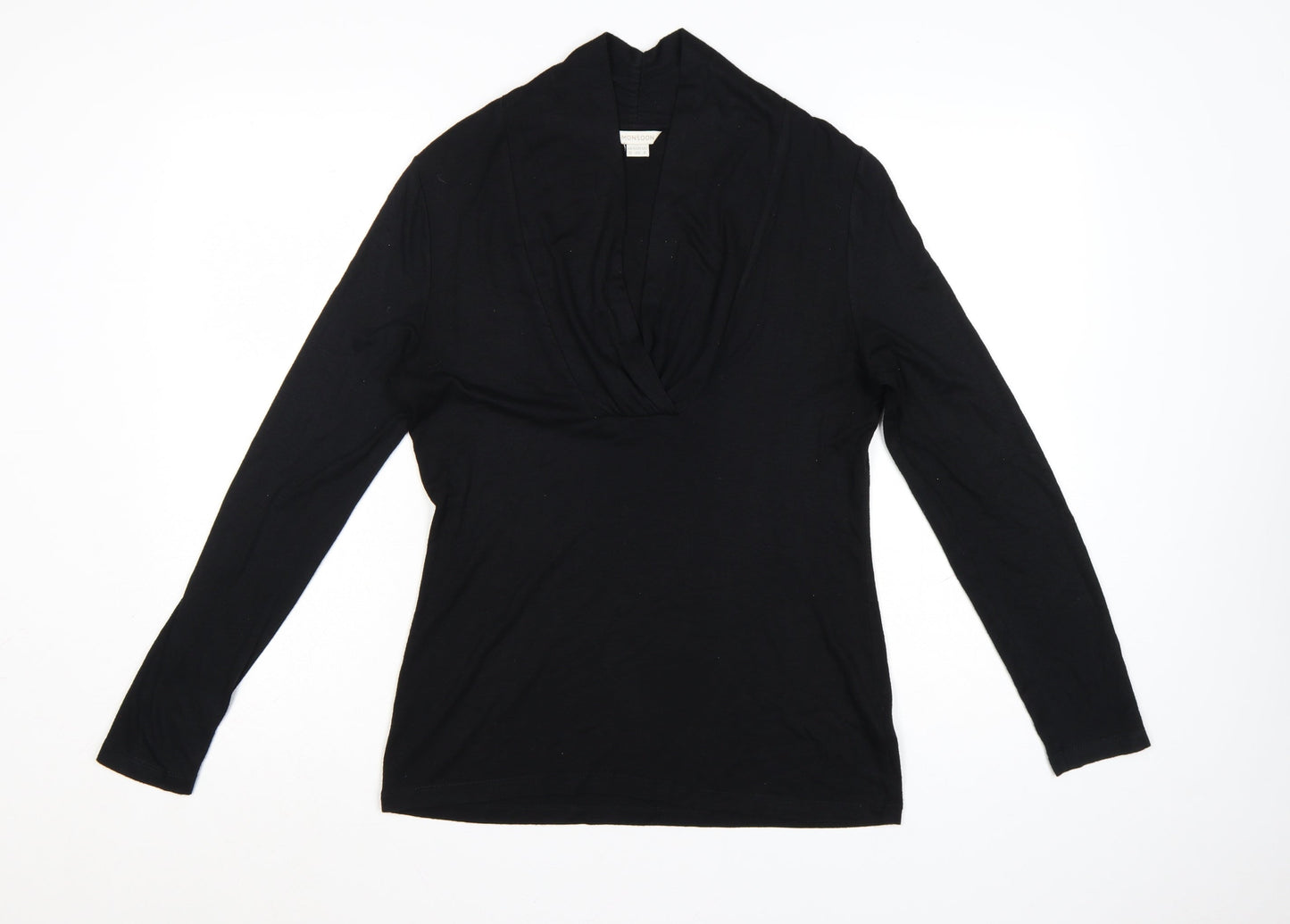 Monsoon Womens Black Wrap Style Long Sleeve Top Size 12