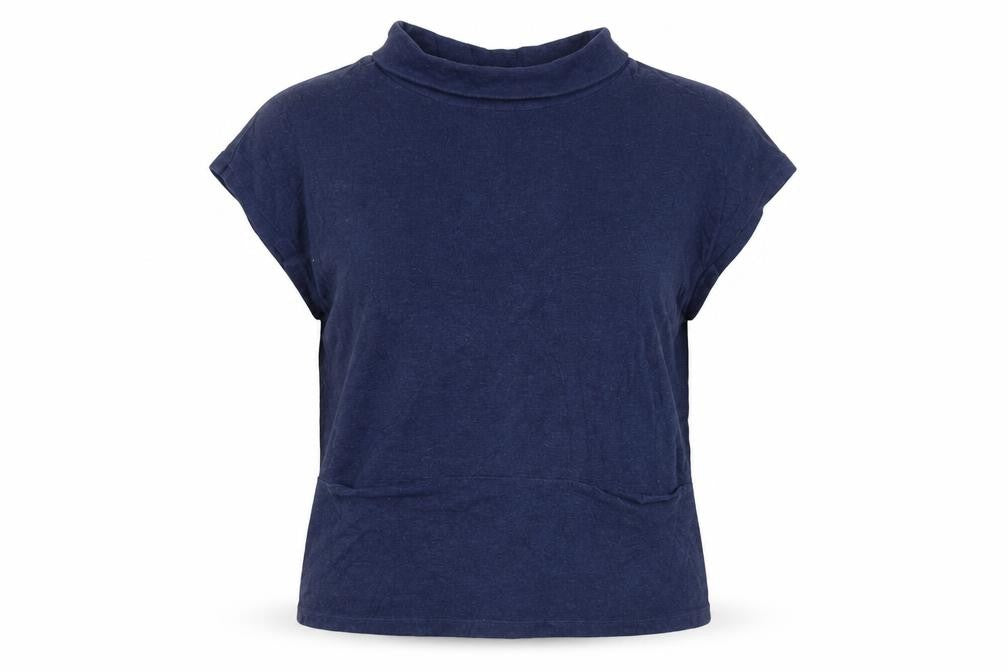 White Stuff Women's Blue Mock Neck Cotton Sleeveless Jumper Size 14