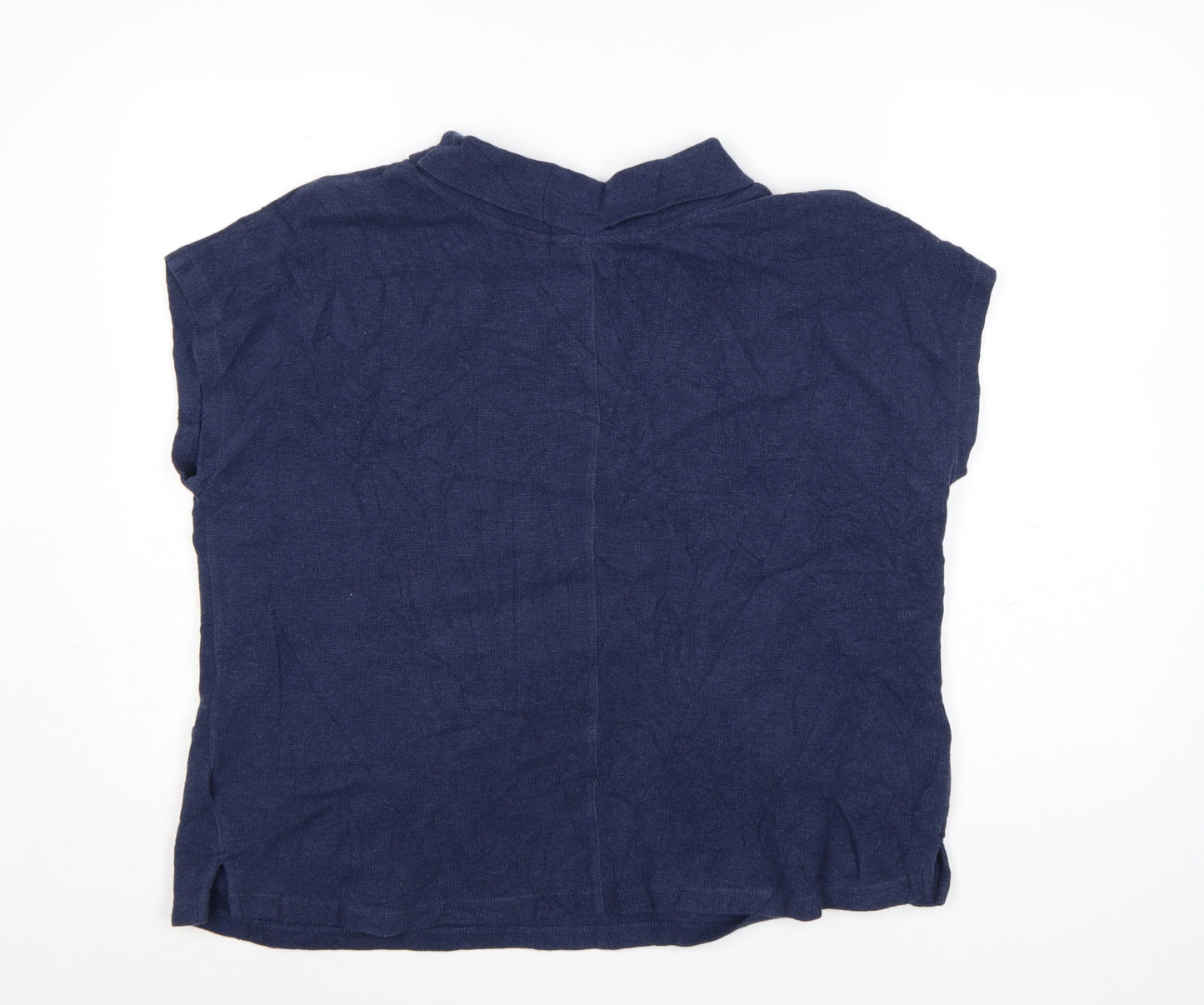 White Stuff Women's Blue Mock Neck Cotton Sleeveless Jumper Size 14