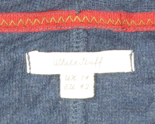 White Stuff Women's Blue Mock Neck Cotton Sleeveless Jumper Size 14