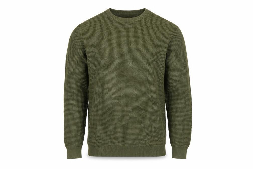 Jacamo Men's Green Cotton Waffle Knit Crew Neck Jumper Size M