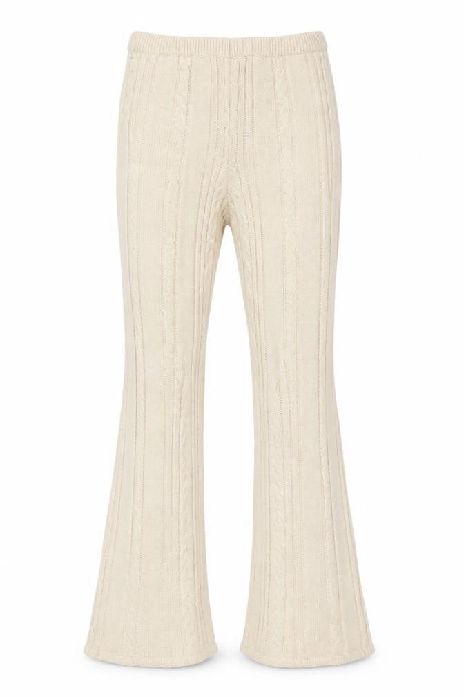 PRETTYLITTLETHING Women’s Beige Knit Flared Trousers Size 10