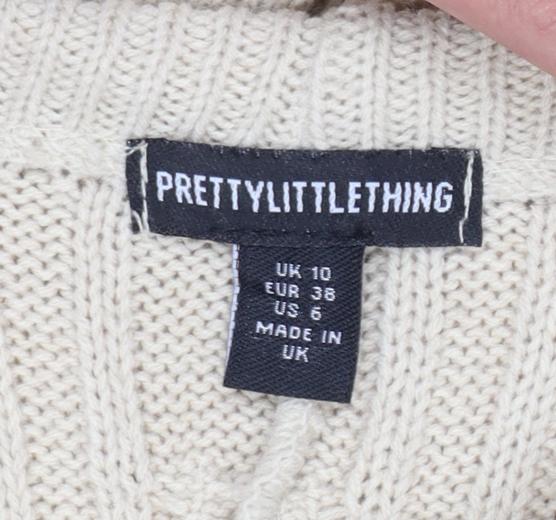 PrettyLittleThing Women’s Beige Knit Flared Trousers Size 10