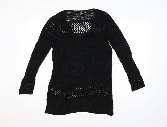 H&M Women’s Black XS Open-Knit Long Sleeve Pullover Jumper