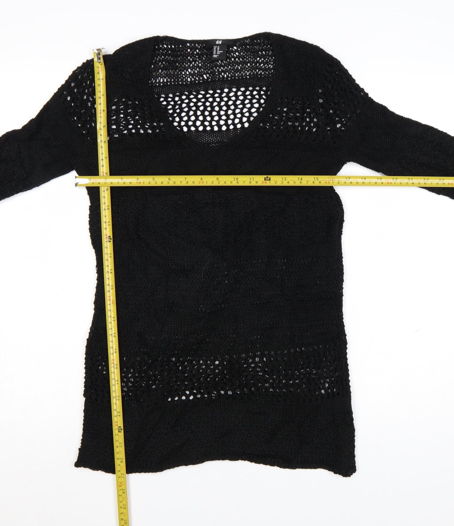 H&M Women’s Black XS Open-Knit Long Sleeve Pullover Jumper